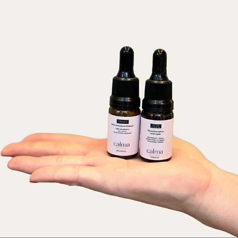 Combo Sérum C e Néctar Essencial Calma Beleza Natural – skincare vegano e sustentável