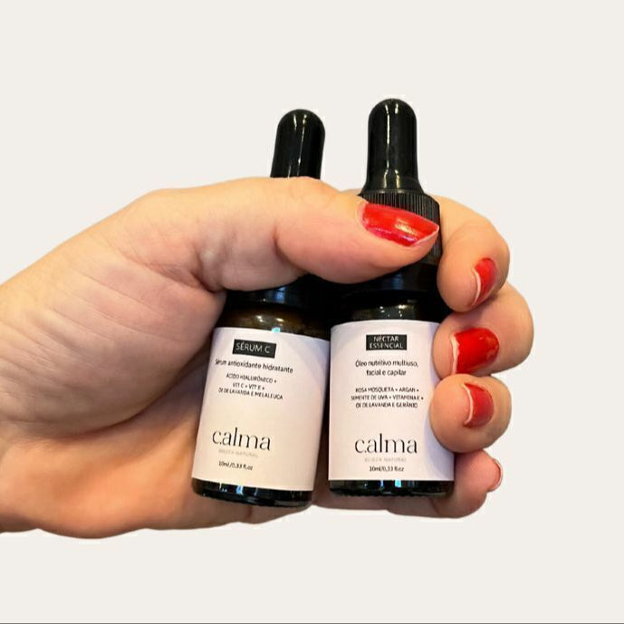 Ritual de autocuidado facial com Sérum C e Néctar Essencial naturais